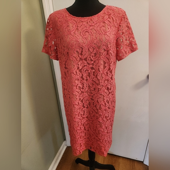 Ann Taylor Pink Laced Dress 10 - Picture 1 of 6